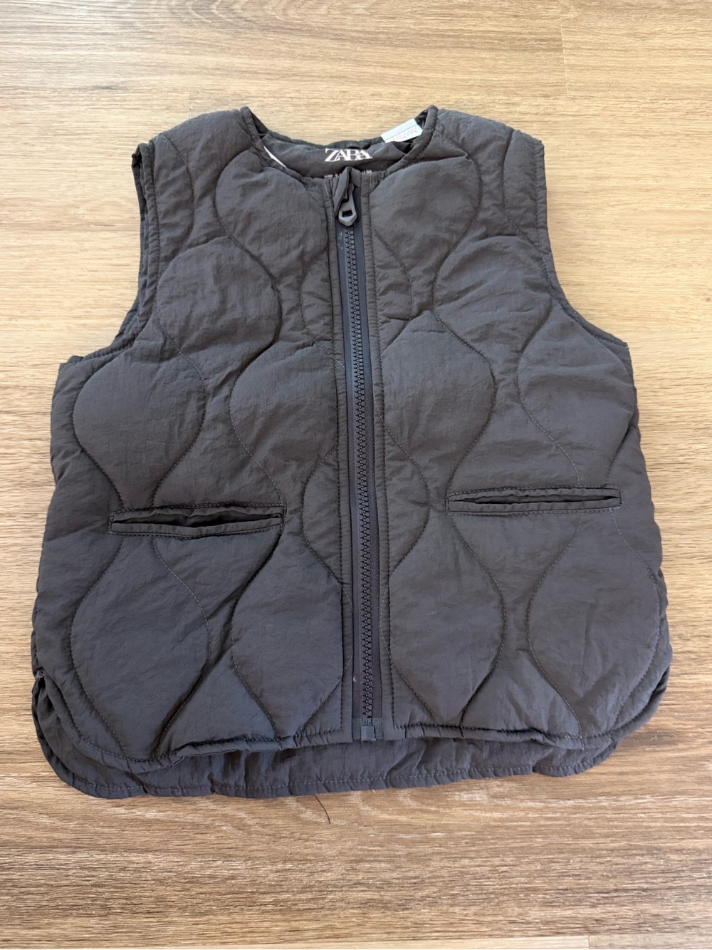 ZARA Quilted Dark Gray Kids Vest with Front Zipper 3-4